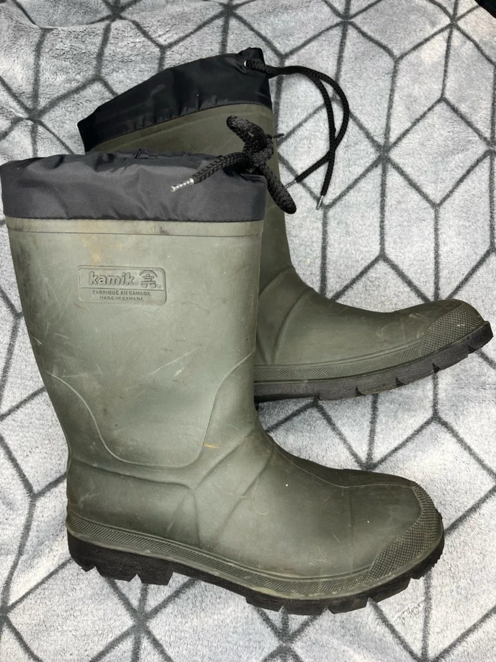 Kamik Men's Olive Green Black Forester Waterproof Winter Rain Boots